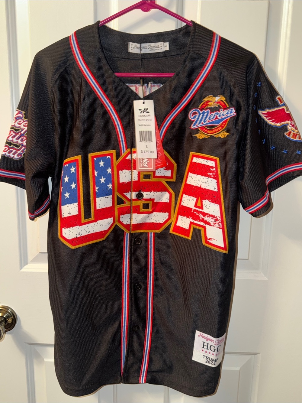 Donald Trump 2024 Headgear Classics Trump (USA) Button Down Baseball Jersey New